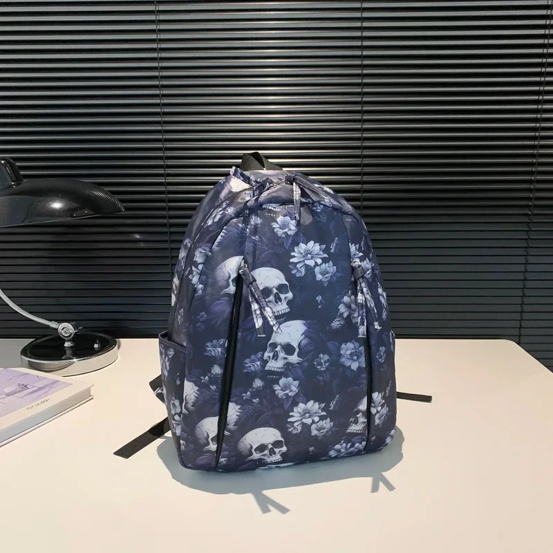 College Student Commuting Backpack with Large Capacity Skull Pattern for Class