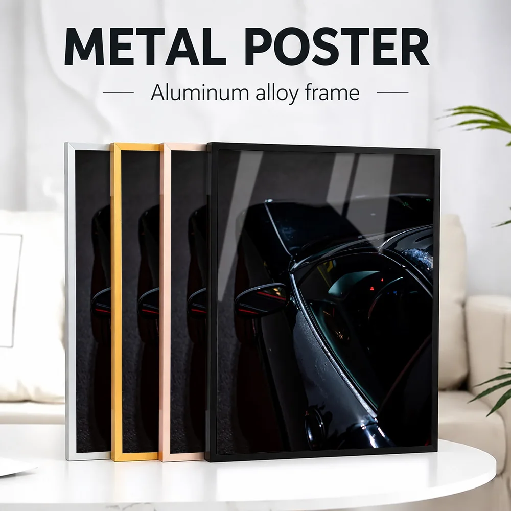 Sleek C5 Corvette Black Sports Car Metal Poster With Aluminum Alloy Frame Customized Photo Dynamic Style Wall Art For Man Cave