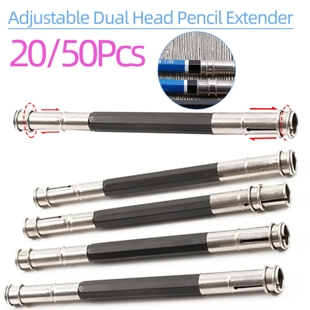 

20/50 шт. двуглавый держатель для карандашей, регулируемый деревянный удлинитель, изысканный портативный креативный инструмент для рисования