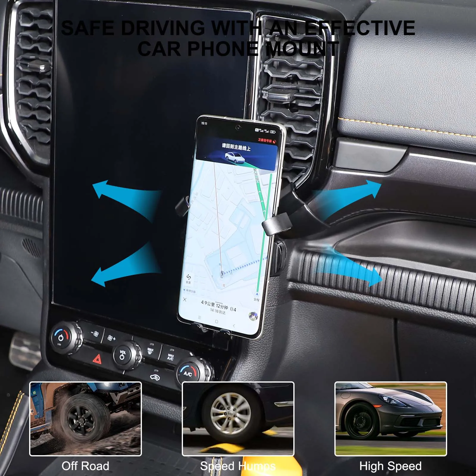 For Ford Ranger T9 2023+ Car Accessories Car Cup Holder Mobile Phone Holder Multi Functional GPS Navigation Holder