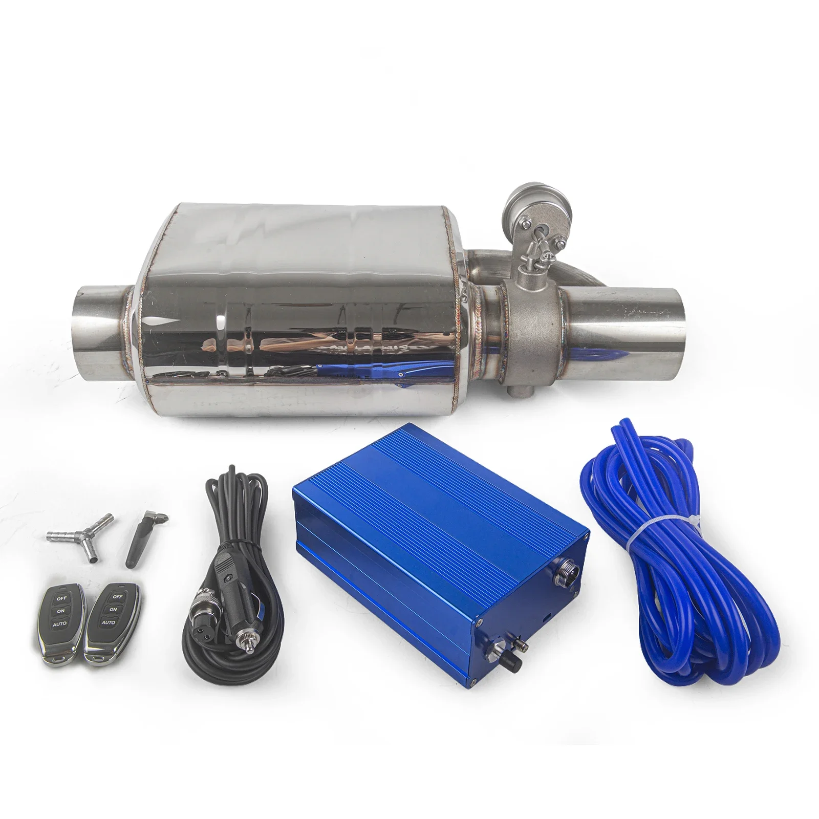 

Universal Electric Exhaust Cutout 2-3 inch Stainless Steel Muffler With Remote & Dump Valve
