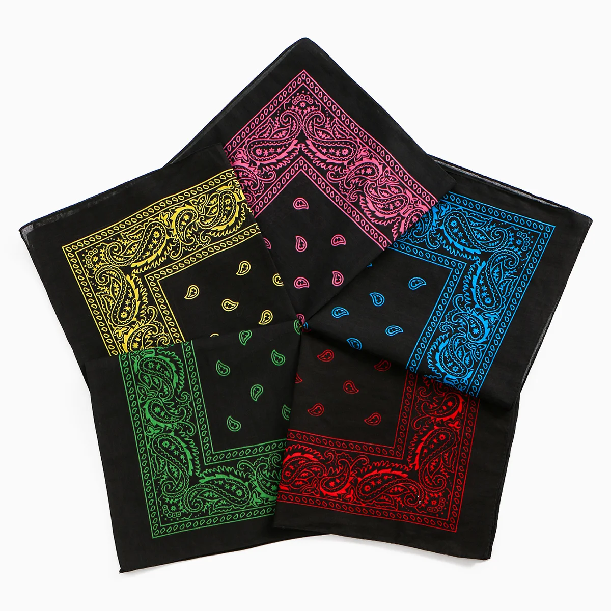 55*55 سنتيمتر امرأة مطبوعة بيزلي باندانا في الهواء الطلق Headbands سلسلة سوداء أوشحة مربعة للجنسين الشعر منديل اكسسوارات هدية