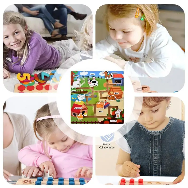 Kids Wooden Match Board Educational Sorting Board Game Color Shape Cognitive Ability Toy For Children