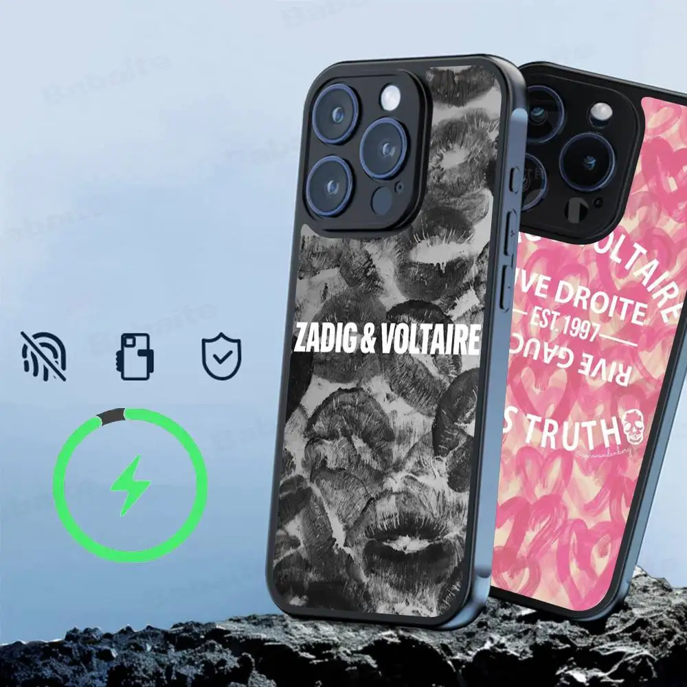 Classic Fashion Logo Z-Zadig V-Voltaire For Magsafe Magnetic Wireless For IPhone 17 Pro Max 15 Plus 14 13 12 16 Pro Phone Case