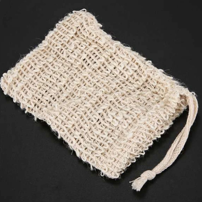 100Pcs Shower Bath Sisal Soap Bag Natural Sisal Soap Bag Exfoliating Soap Saver Pouch Holder