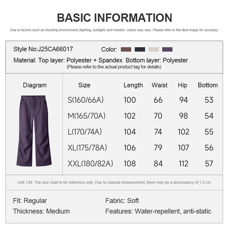 GOLDEN CAMEL Men's Hiking Pants Workwear Warm Plus Fleece Pant Straight Paratrooper Loose Sport Trousers Outdoor Water-repellent