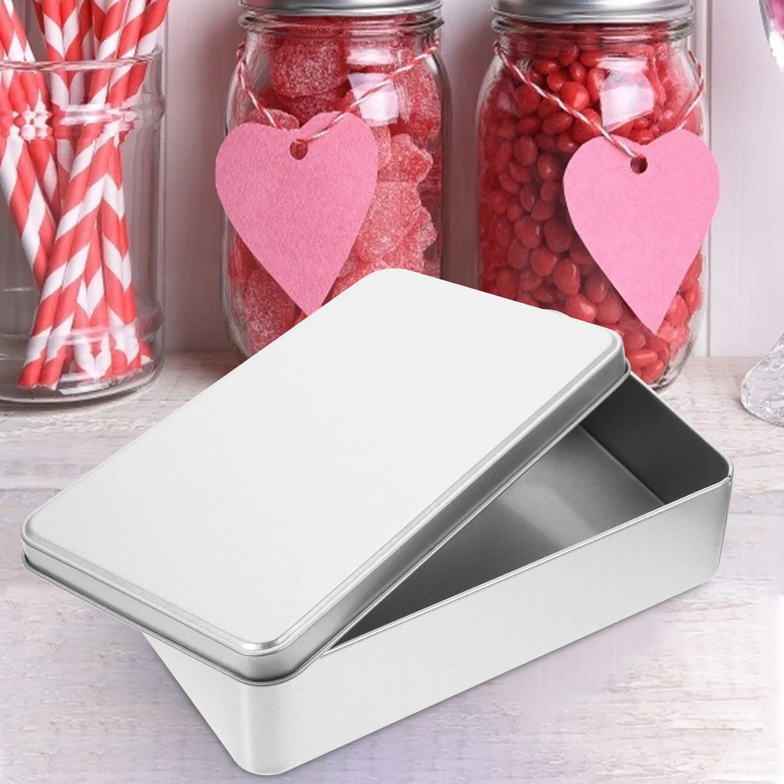 

3 Pcs Storage Box Bins with Lids Cookie Containers Metal Tin Round Small Tins Tinplate Rectangle Boxes