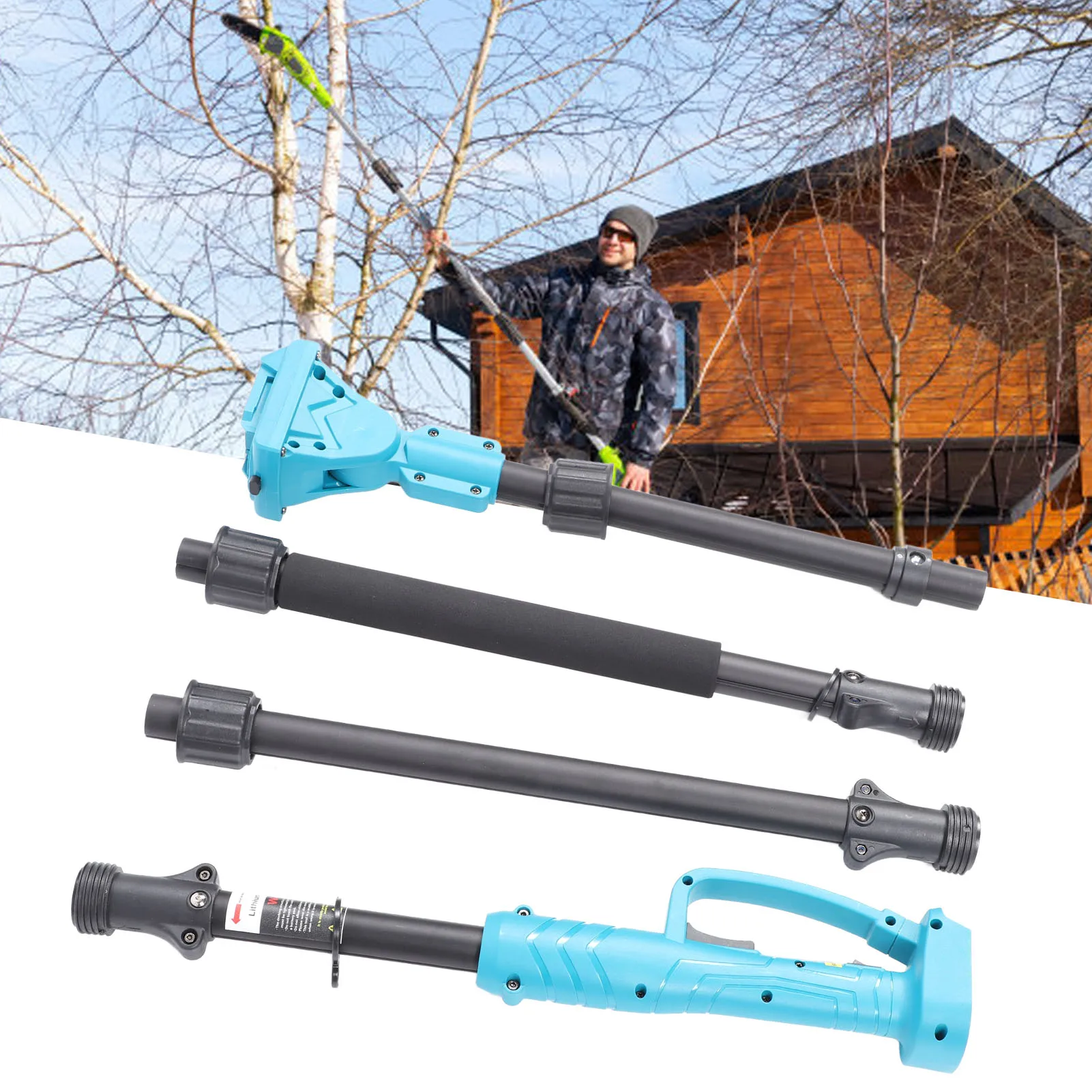 

Pruning Shears Extension Rod 4 Sections Non Slip Handle Electric Pruner Extension Pole 180° Head Rotation for Trimming Tasks