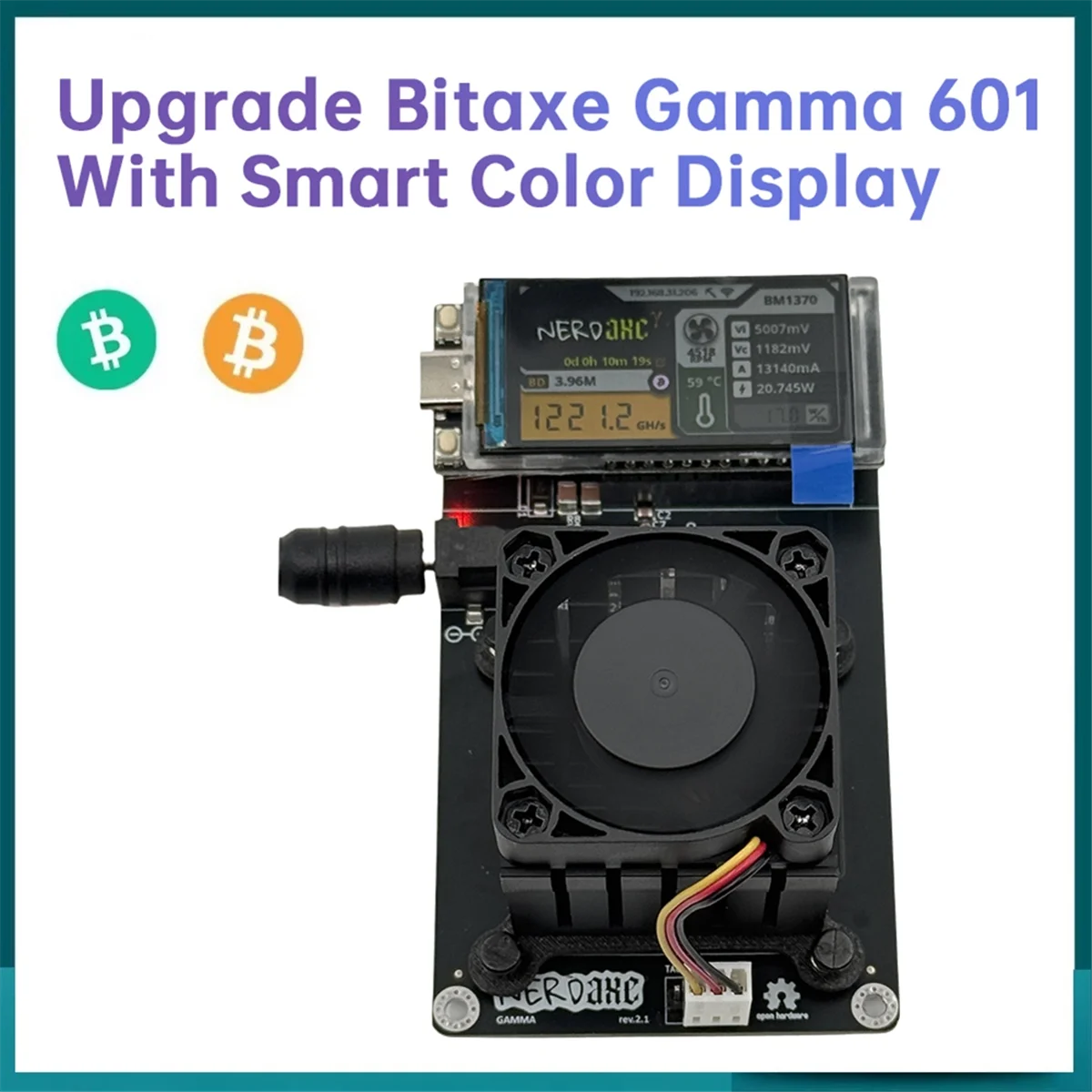 Bitaxe Gamma 601 Nerdaxe 1.2TH/S BTC Solo Miner 1200GH/S 18-22W BM1370 Asic من Antminer S21 Pro Crypto Miner UK PLUG
