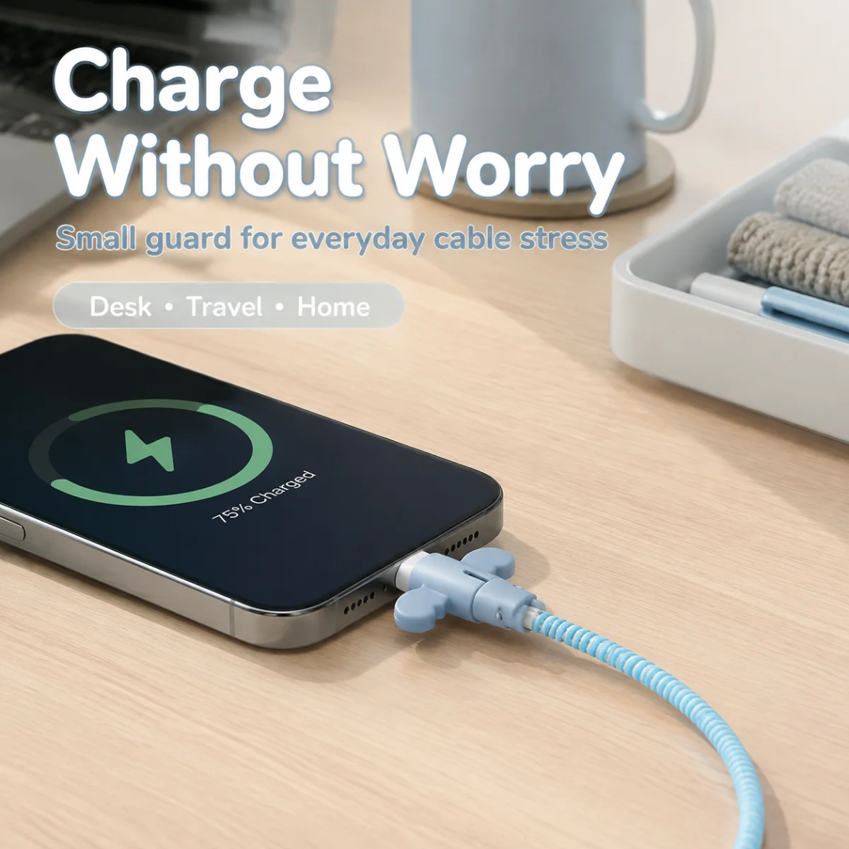 Small Angel Data Cable Protector Head Anti-Break Charging Cable Cover Wire Anti-Bend Mobile Phone Wire Connector Cover