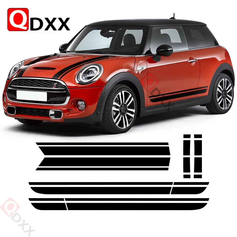 

Car Styling Hood Bonnet Stripes Racing Side Skirt Decal Trunk Sticker for Mini Cooper F56 2014-2018 3-Door Hatch Accessories