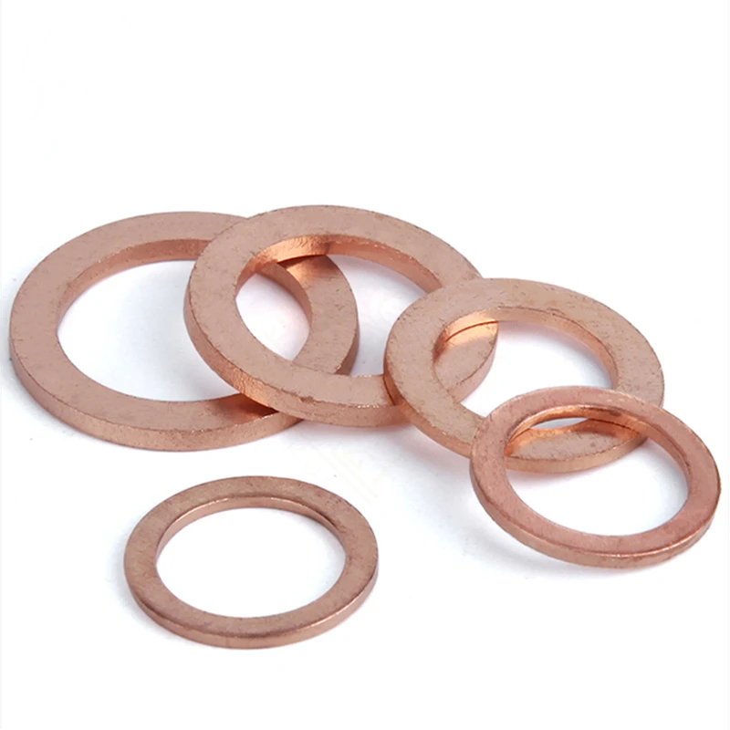 10/ 50pcs Shim Flat Gasket Rings Seal Plain Spacer Washers Fastener M5 M6 M8 M10 M14 M16 M18 M20 M22 M24 Solid Copper Washer