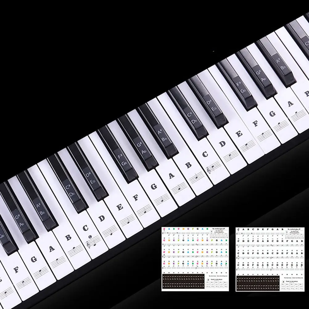 

ERINGOGO 2Pcs Reusable Piano Keyboard Stickers Chord Decals for Electronic Organ Kids Music Learning Label
