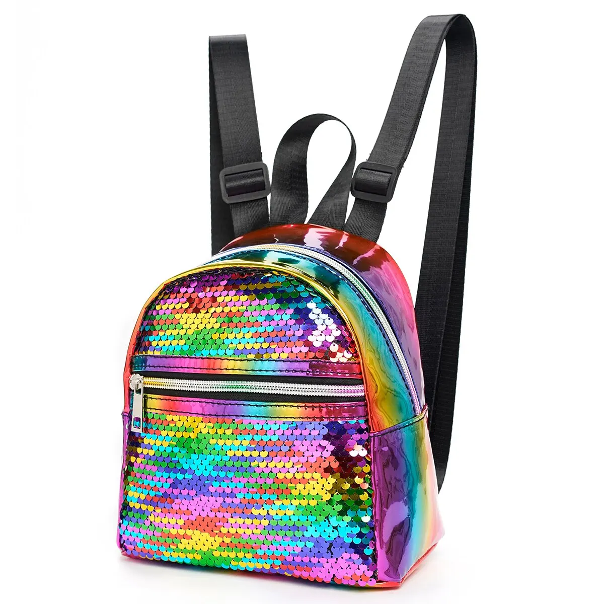 Mini Multicolored Sequin Decorated Zipper Fashion Backpack