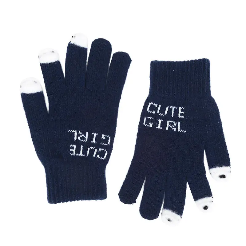 

Перчатки с открытыми пальцами, зимние теплые мягкие женские перчатки для девочек, милые перчатки с пандой и сенсорным экраном, теплые уличные вязаные перчатки
