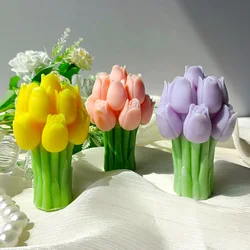 3D Tulip Bouquet Silicone Mold DIY Flowers Aroma Candles Plaster Ornament Molds Handmade Gift Soap Candle Making Supplies