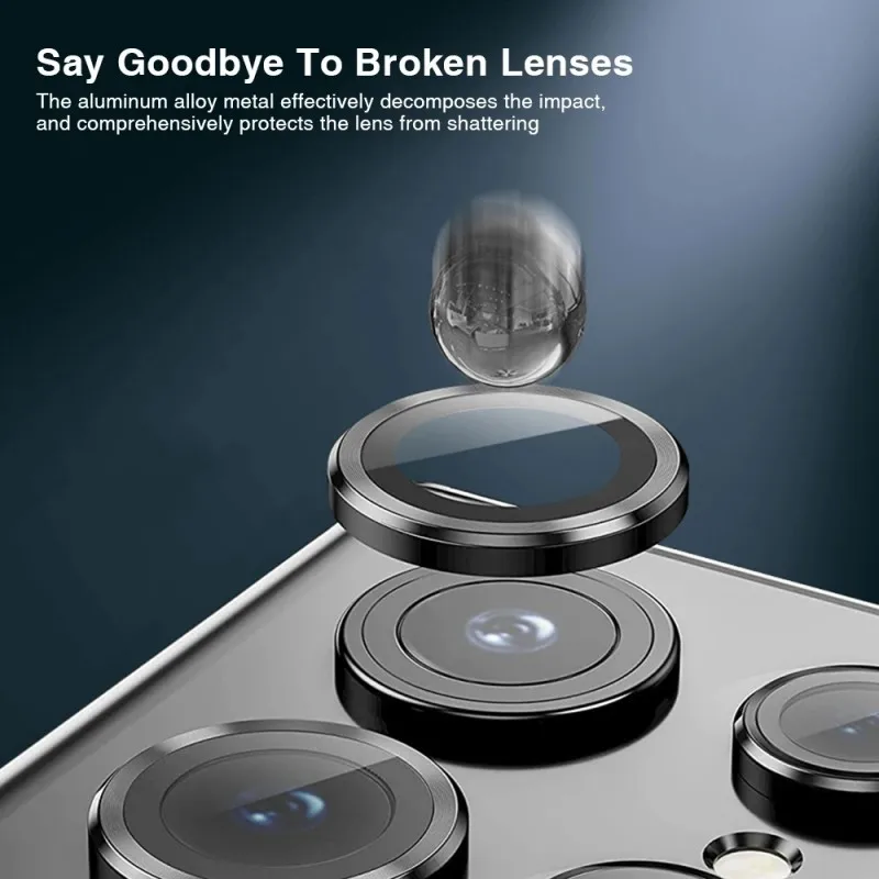 카메라 렌즈 유리 강화 유리, 삼성에 적합한 갤럭시 S22 울트라 5G 용, 금속 렌즈 링 커버, S23 S22 울트라 5G 용