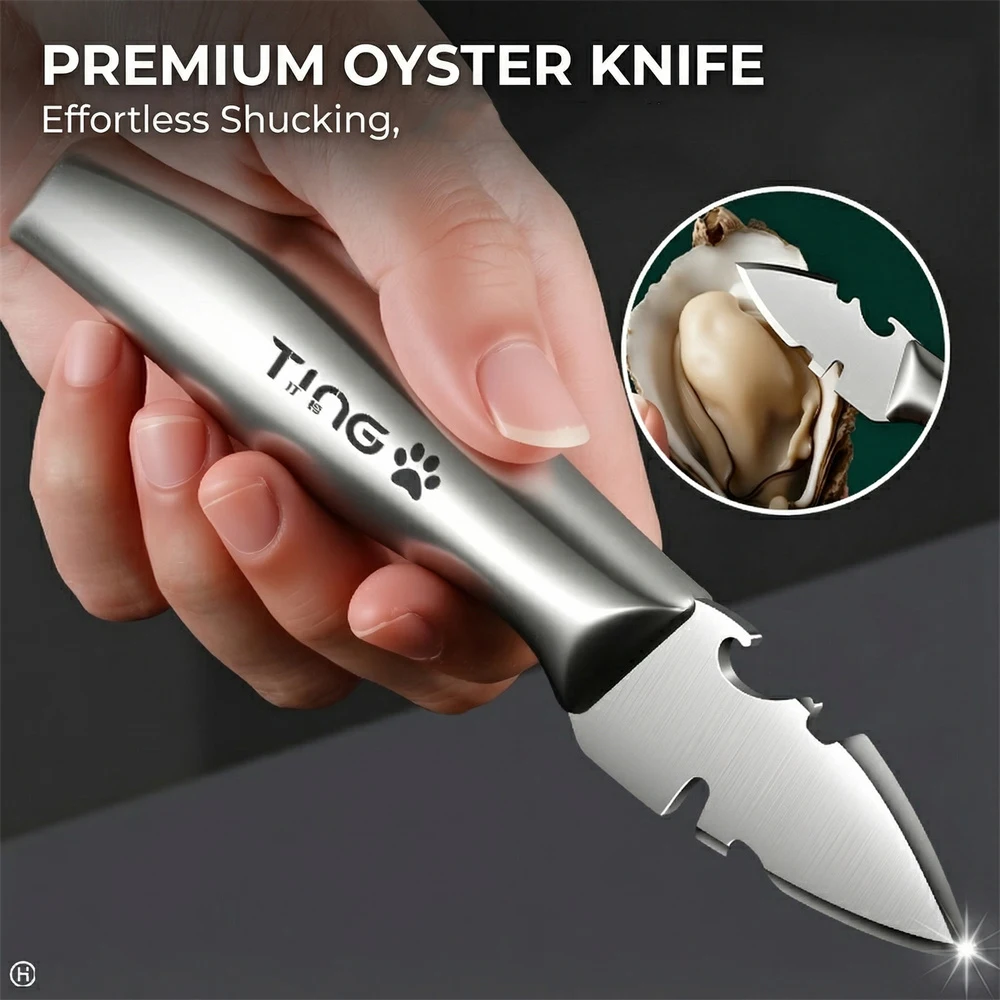 All steel oyster knife, pry open sea oyster knife, commercial oyster specific knife, multifunctional shell opening tool