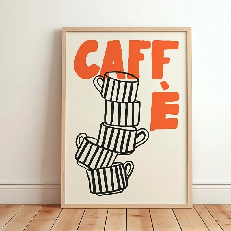 Impresión de arte de pared de cocina, cartel de café expreso sin marco, letras "Café", decoración estética para el hogar y la Oficina, lienzo de café italiano Retro, 1 ud.