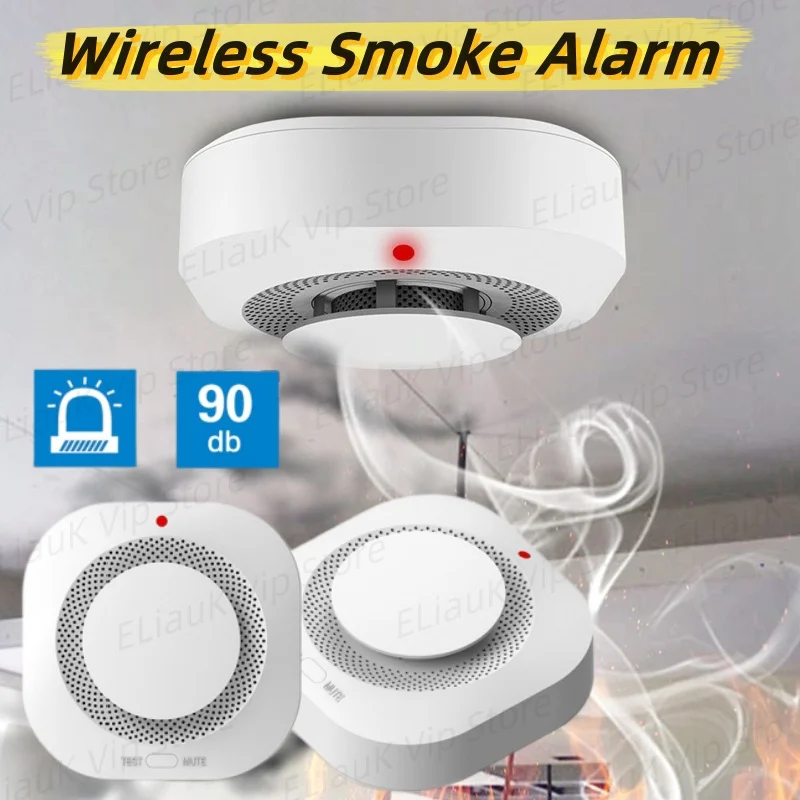 

Independent Smoke Sensor Detector Wireless Fire Alarm System For Home Office Security Smoke Alarm Fire Protection Home Security