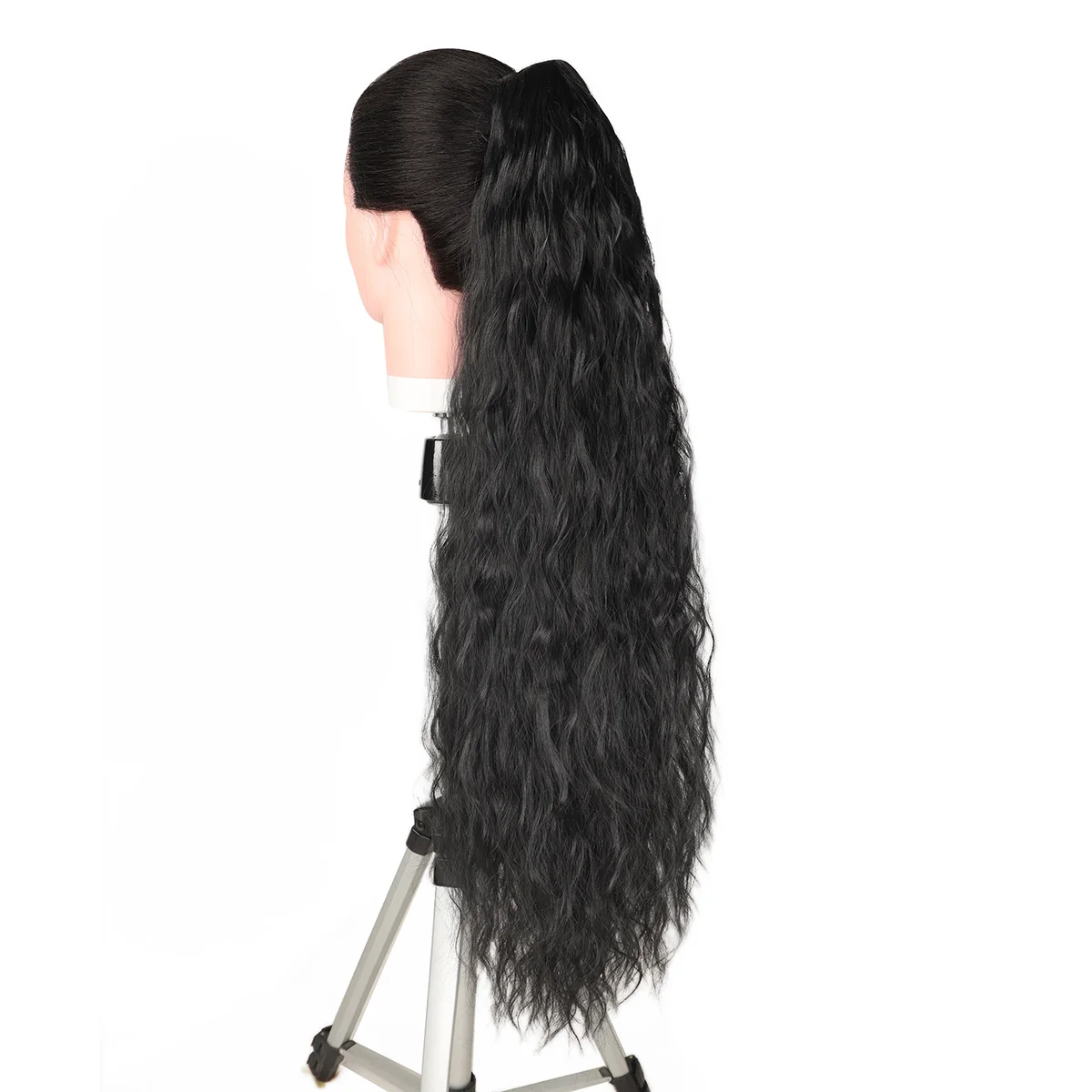 24 Zoll verworrener lockiger Pferdeschwanz, weiche synthetische Haarverlängerung, Kordelzug, Pferdeschwanz-Haarteile, schwarzer Clip-in-Pferdeschwanz für Frauen – Detail 25