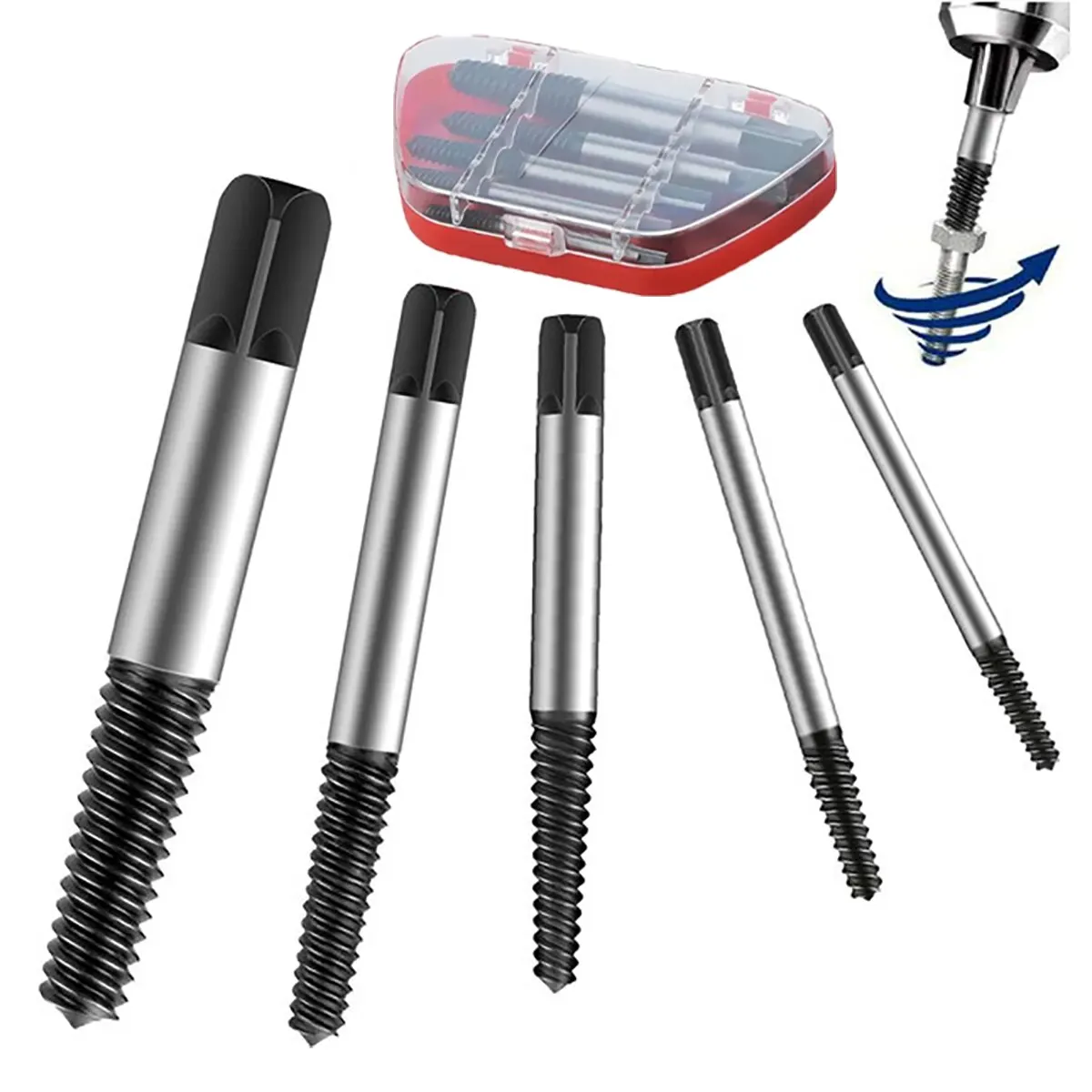 5Pcs Screw Extractor Center Drill Bits Guide Set Broken Damaged Bolt Remover Removal Speed Easy Set