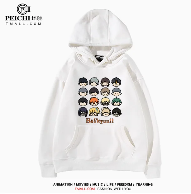 

Anime Haikyuu!! karasuno Hooded Hoodie Autumn Winter Cosplay Men Women Coat Loose Jacket Tops