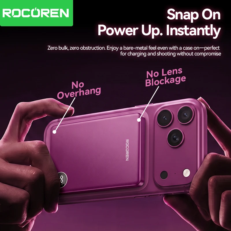 Rocoren 10000mAh Magnetic PowerBank Fast Charging 5000mAh Power Bank Portable Wireless Charger Battery For iPhone 18 17 Pro Max