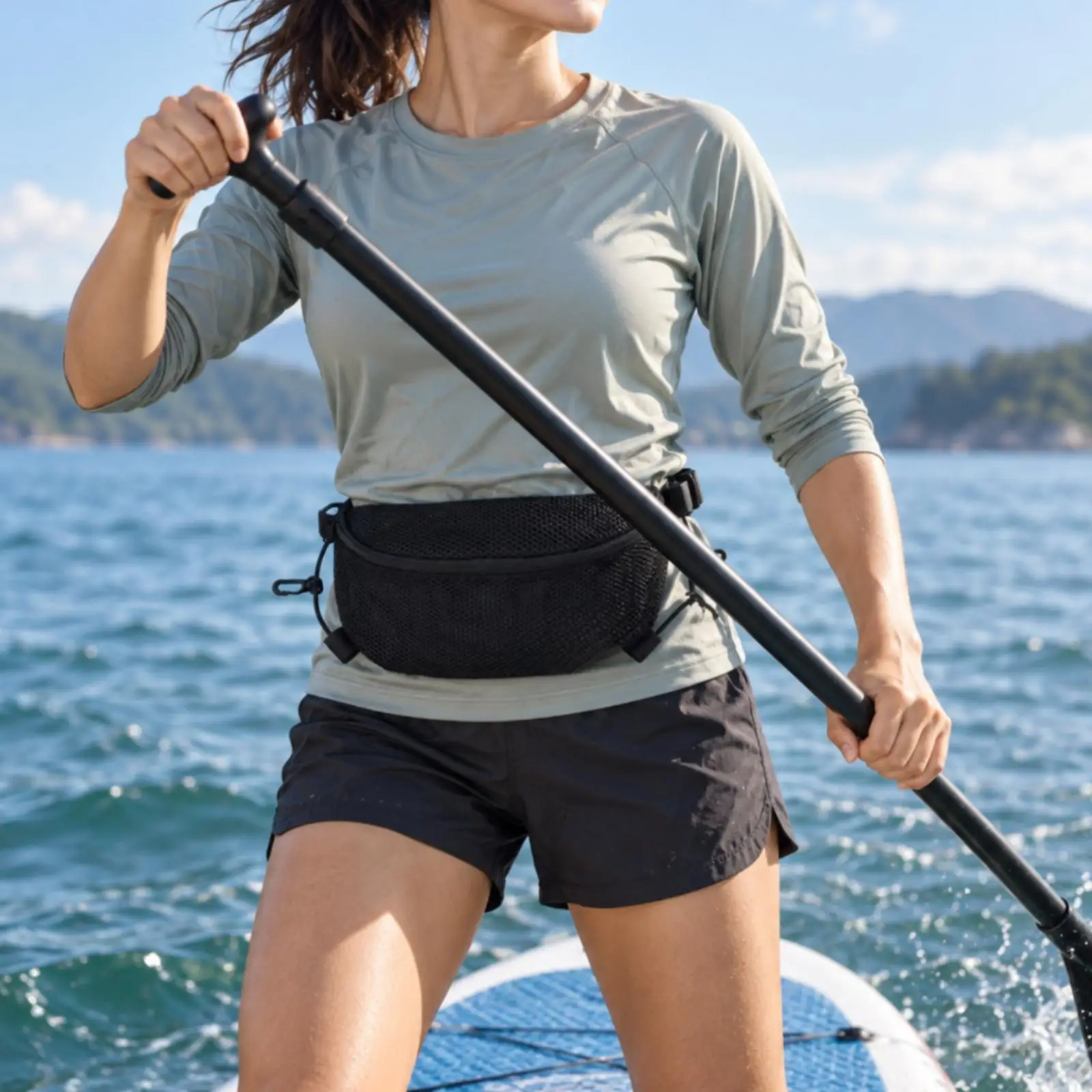 Mesh Waist Storage Bag Lightweight Waist Bag with Attachment Hooks Breathable for Paddleboarding, Outdoor Activities, Traveling