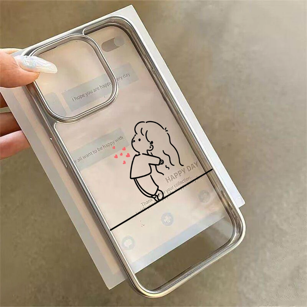 Paar-Liebesmuster Klare Hülle für iPhone 13 14 Pro Max Hüllen iPhone 12 11 15 16 17 Pro XR Max Plus Luxus-Plating Coque – Detail 7