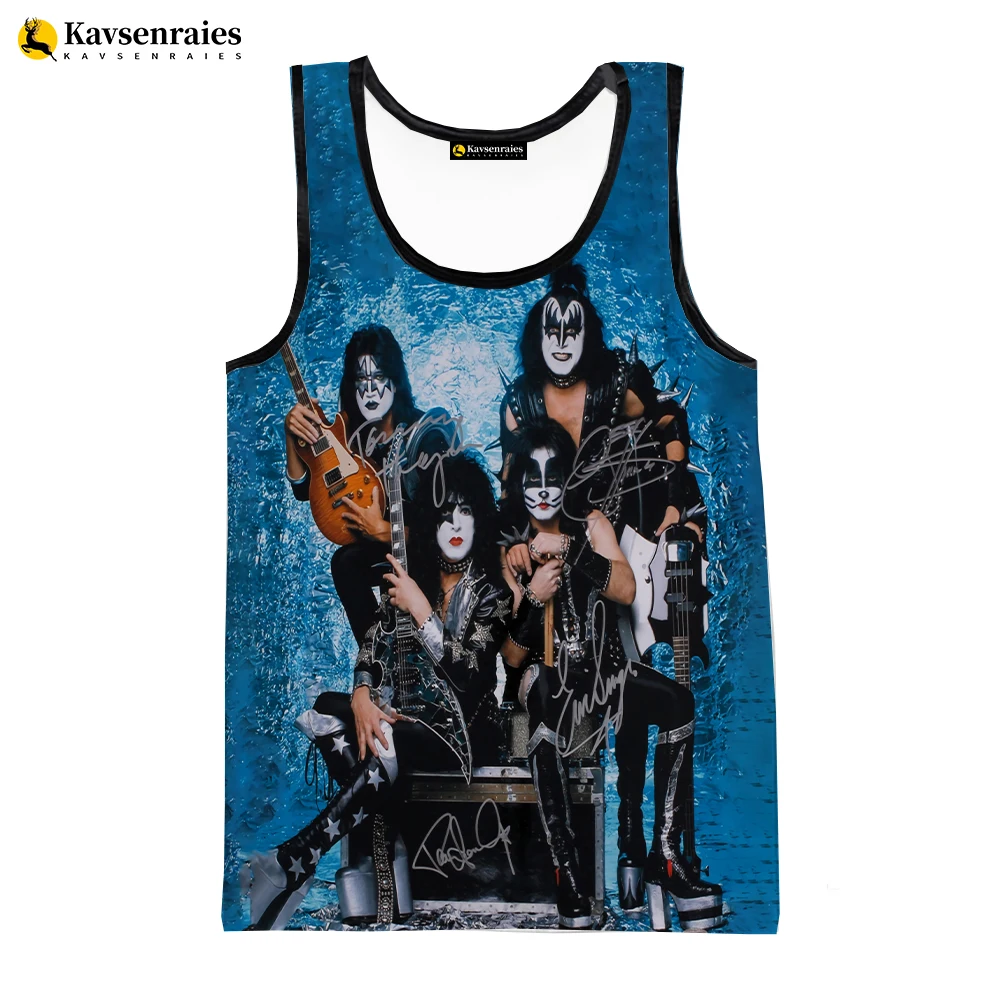 Kiss Band 3D Printed Tank Tops Men Women Summer Fashion Casual Sleeveless Vest Hip Hop Streetwear Oversized Tops Tees