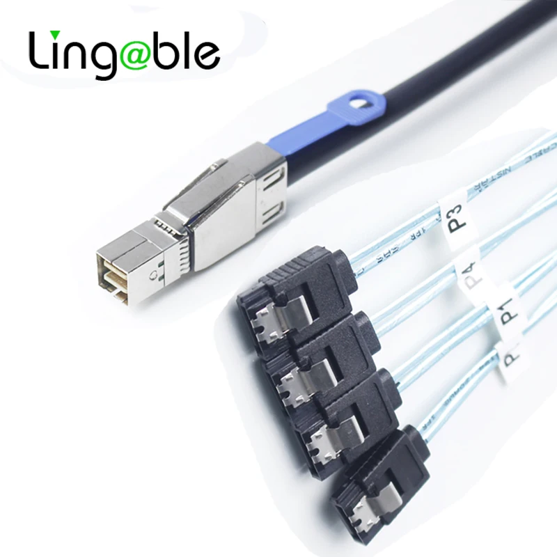 

Lingable внешний Mini SAS HD SFF-8644 на 4 порта SATA 7-контактный 6 Гбит/с сервер данных жесткого диска Raid кабель 1 м