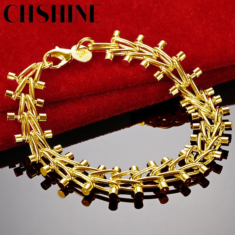 

CHSHINE 18K Gold Train Rail Bracelet For Women Wedding Engagement Party Fashion Charm Jewelry