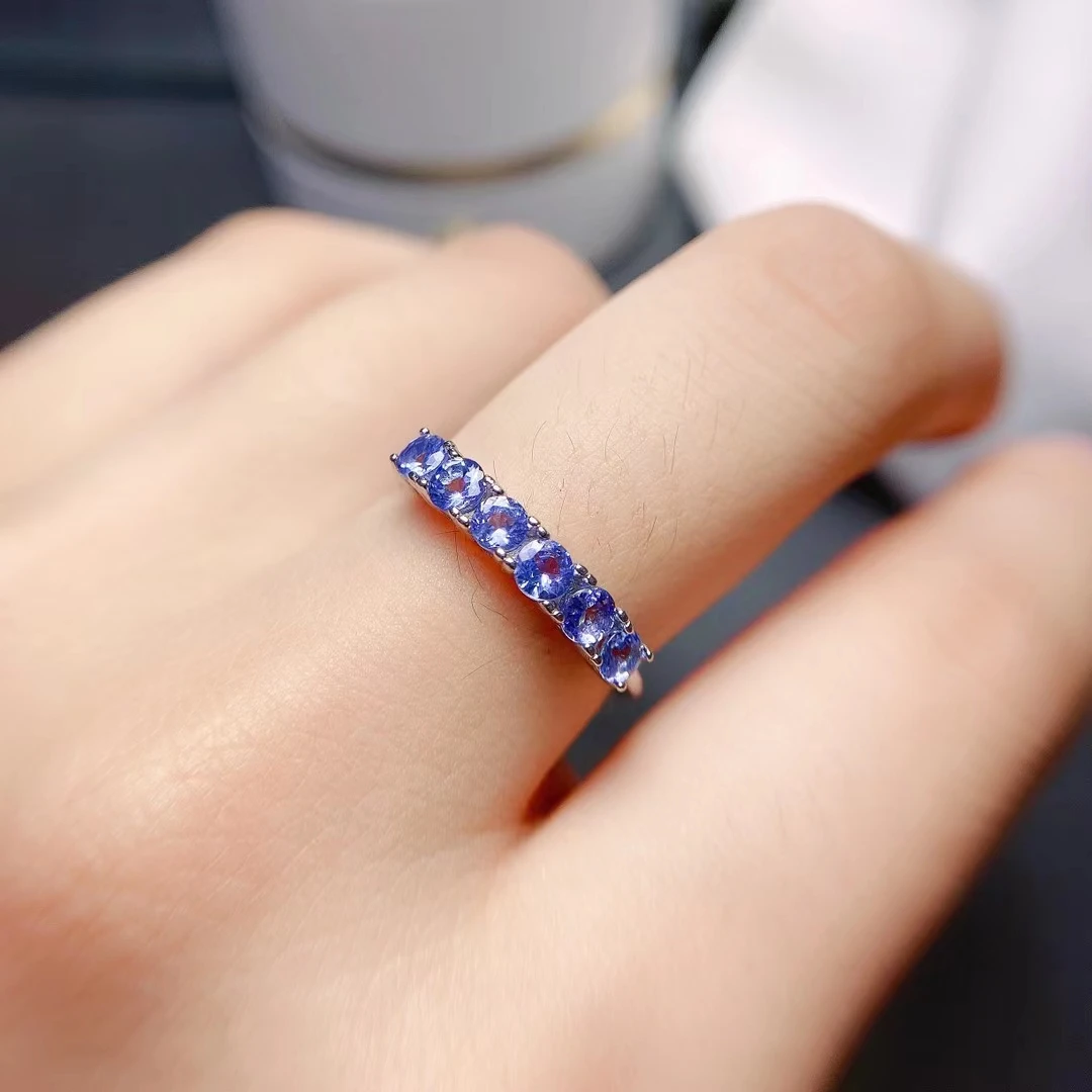 MeiBaPJ Natural Tanzanite Gemstone Many Beads Fashion Ring for Women 925 Sterling Silver Fine Wedding Jewelry