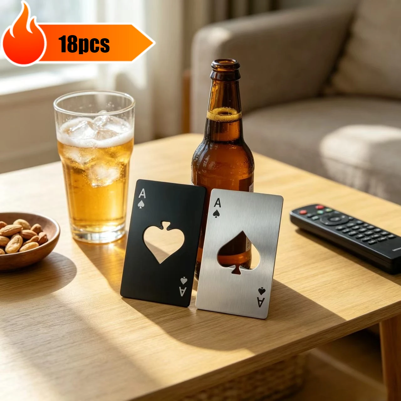 18pcs Poker Card Bottle Opener Ace of Spades Bottle Opener for Wallet and Pocket Metal Beer Opener Wedding Favors for Guests