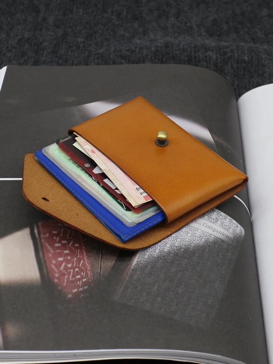 

Business Card Bag Genuine Leather Luxury Handmade Credit Card Wallet Vintage Cowhide Storage Coin Purses
