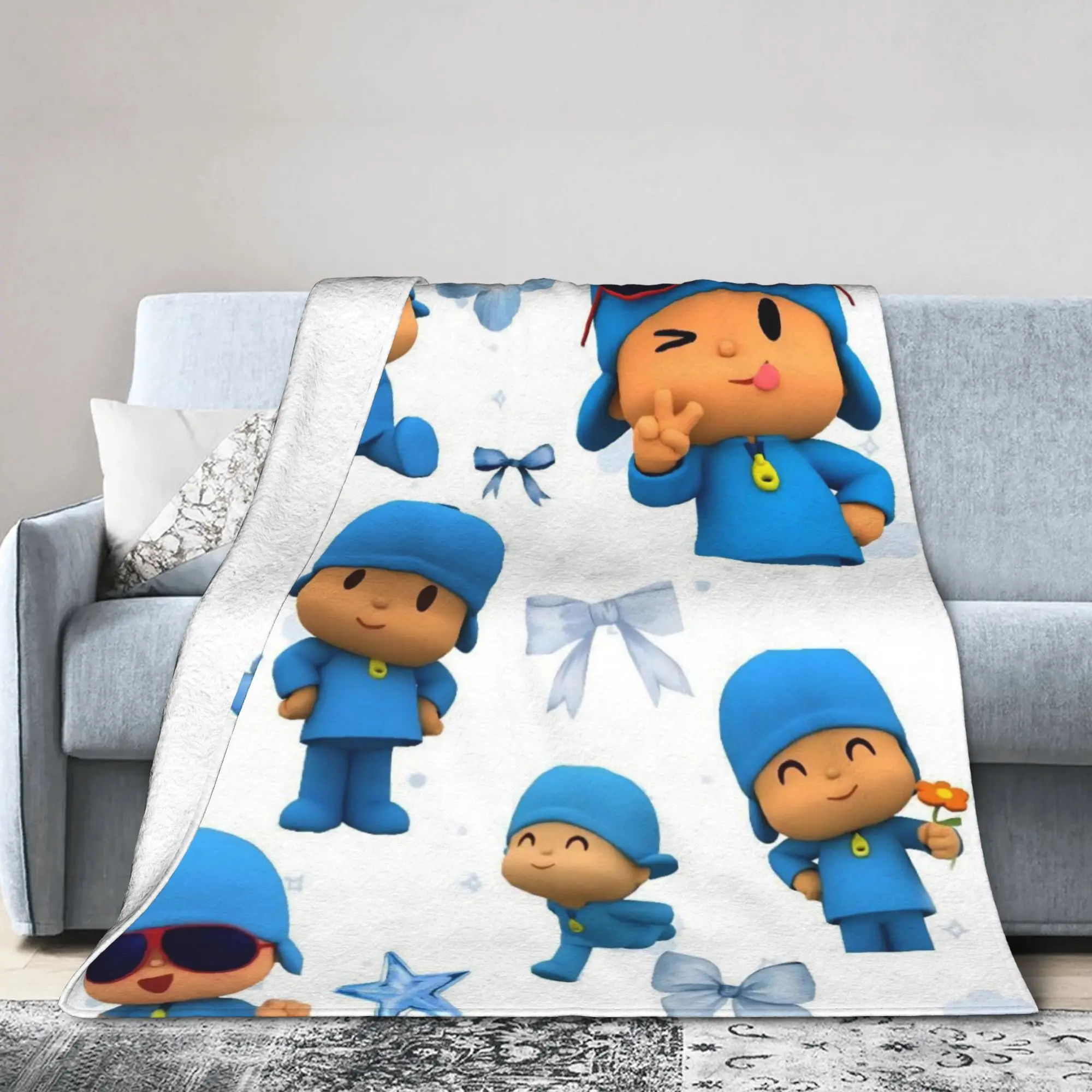 P-POCOYO Elly  Plush Blanket Children  Flannel Bedding Throws For Couch Chair Sofa Bed Super Warm Bedspread Gift Idea
