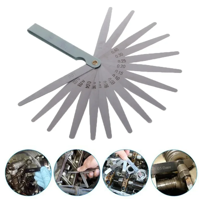 17 Blades Feeler Gauge Metric Gap Filler 0.02-1.00mm Gage Measurment Tool for Engine Valve Adjustment for Motocycle