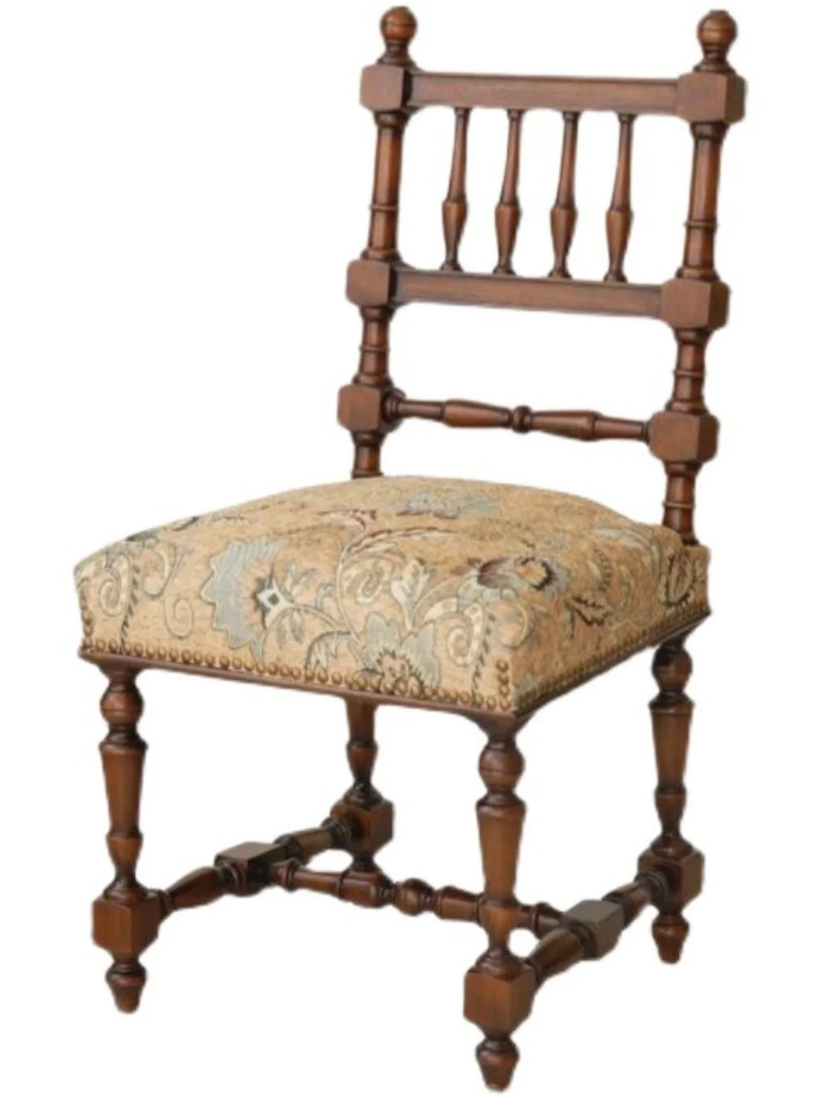 Solid wood medieval French retro old Roman column dining chair dressing chair