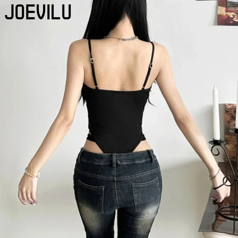 Y2K Black Bodysuit Women Hollow Out Sexy Sleeveless Tops Spaghetti Strap Streetwear Bodycon Jumpsuit Festival Aesthetic Clothes - Image 2