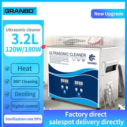 GRANBO 2025 New Digital Ultrasonic Cleaner 3.2L Heating Timer 120-180W 40KHz Ultrasonic Bath Printer Glasses Cleaning Appliances