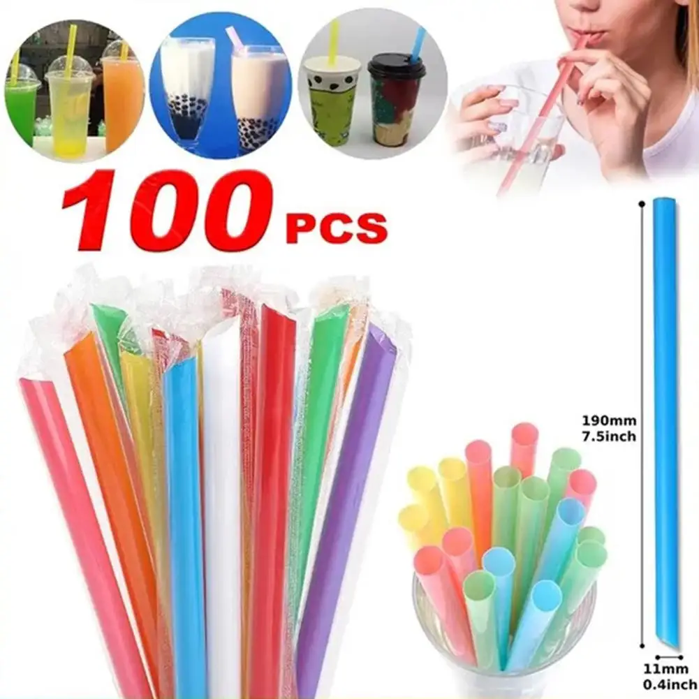 100Pcs Black Colorful Drinking Kunststof Straws Bar Party Wedding Kitchen Pajitas Plastique Beverage Straw Wholesale