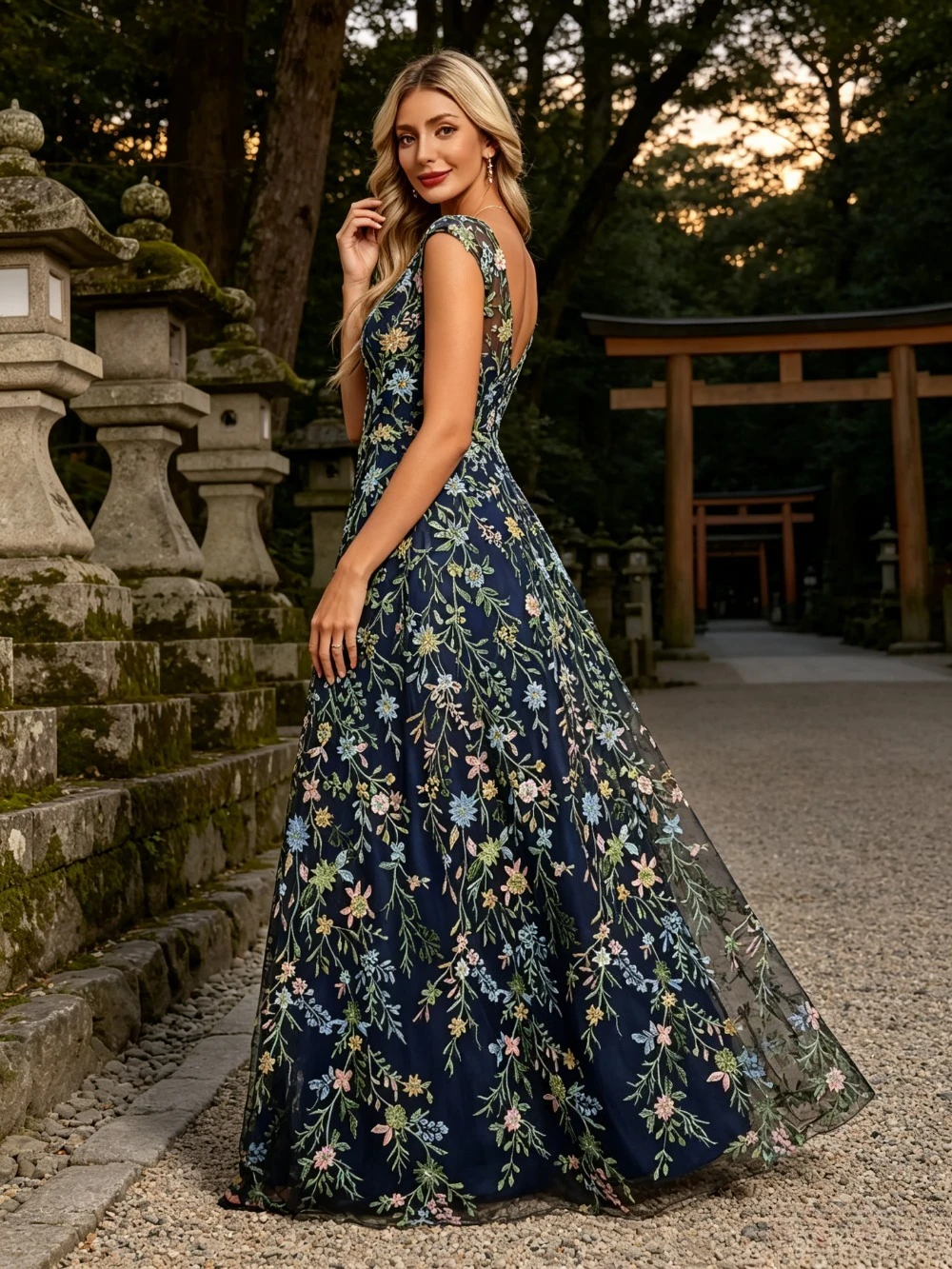 Customized Flower Pattern Evening Dress 2026 Simple Transparent V-neck Hat Sleeve Ruffle A-line Ball Gown Suitable for Parties