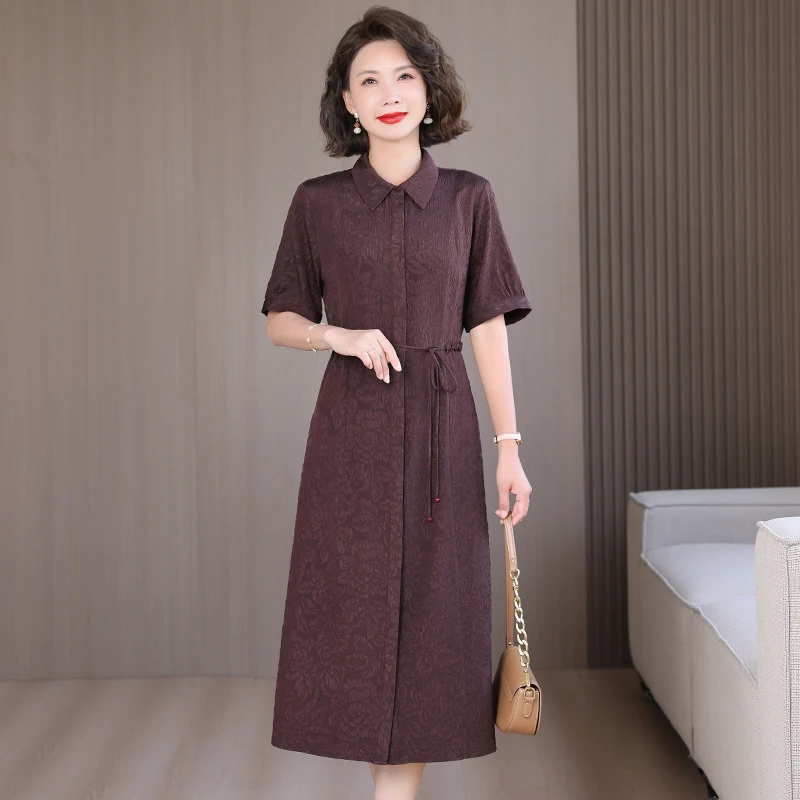 Verano estilo chino seda Jacquard Midi Sundress 2025 mujeres Boho moda Casual bordado Vestido elegante lujo Festival Vestido