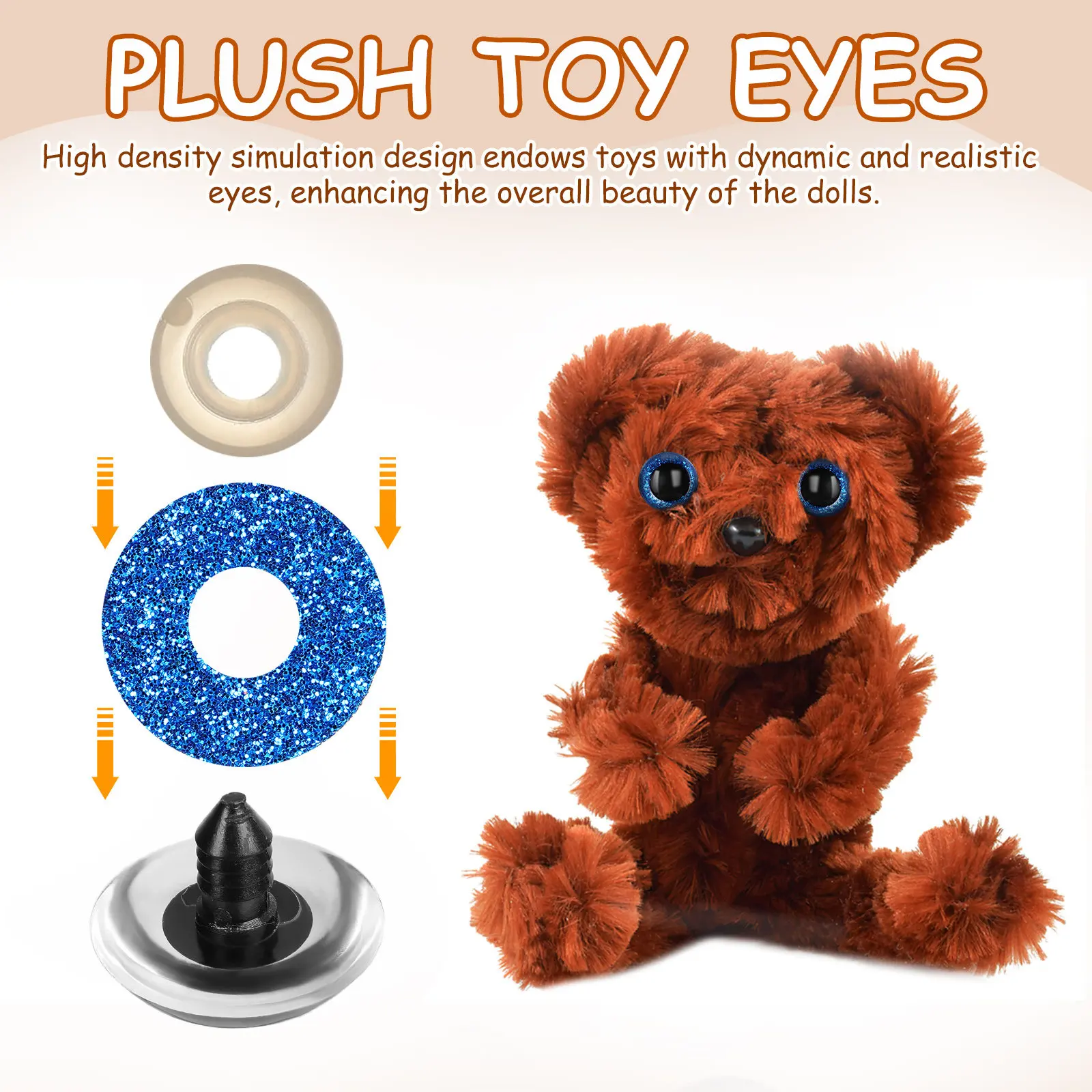 80Pcs High Density Simulation Plastic Eyes with Washers for Crocheting Stuffed Animals Puppet Craft Bear Making DIY Home Decor