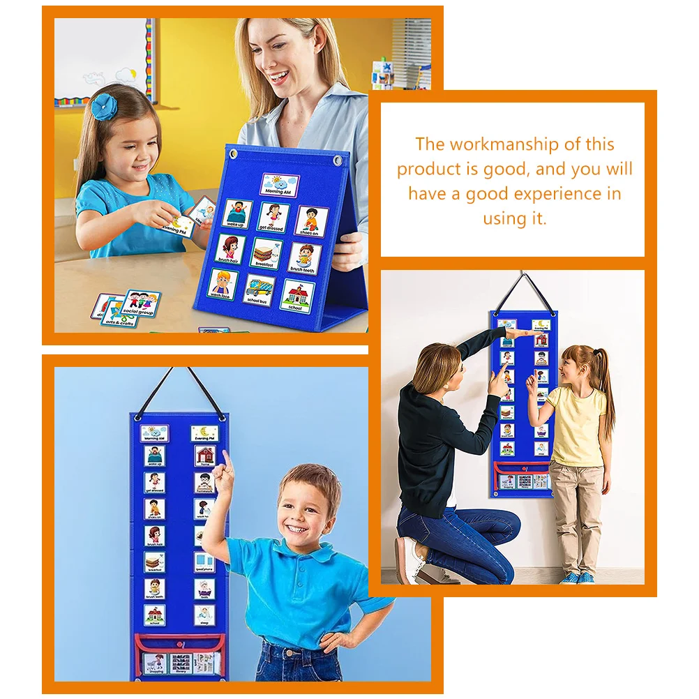 Visual Timetables for Kids Calendars Fold Daily Routine Chart Blue Schedule Board Child