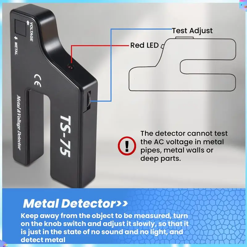 N93R Handheld Metal Voltage Detector, Cable Pipe Wire Detection, Pipeline Wiring Detector TS-75
