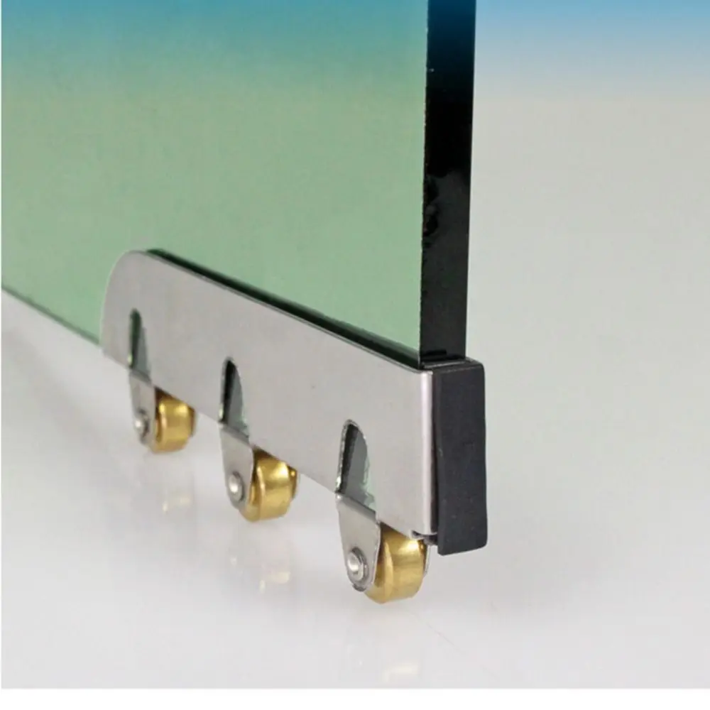 4 قطعة/المجموعة الفولاذ المقاوم للصدأ بكرة الأسطوانة مقاومة للاهتراء الحاملة المسار عجلة 3 عجلات النحاس السلس باب زجاجي بكرة