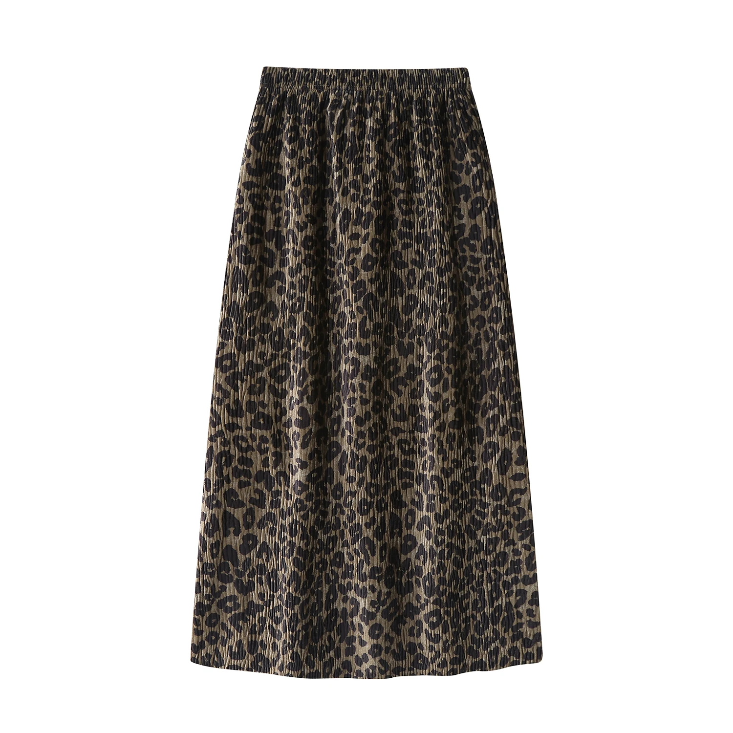 

Autumn Winter High Waist Vintage Leopard Printed Velvet Women's Skirts 2025 New Back Split Loose A-line Long Skirts Female