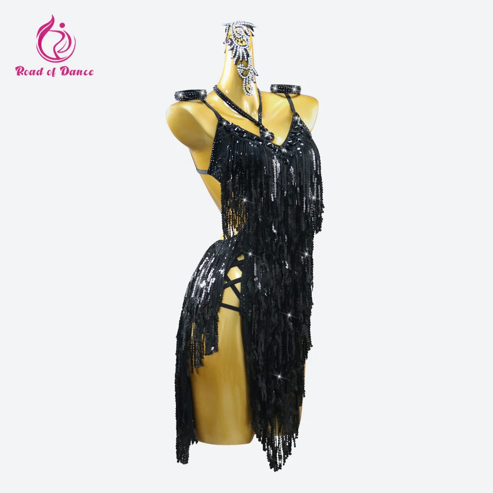 Latin Dance Suit Clothes For Girls 2025 Party Prom Skirt Parties Dress Elegant Women's Fringe Midi Outfit Practice Sport Costume image 3